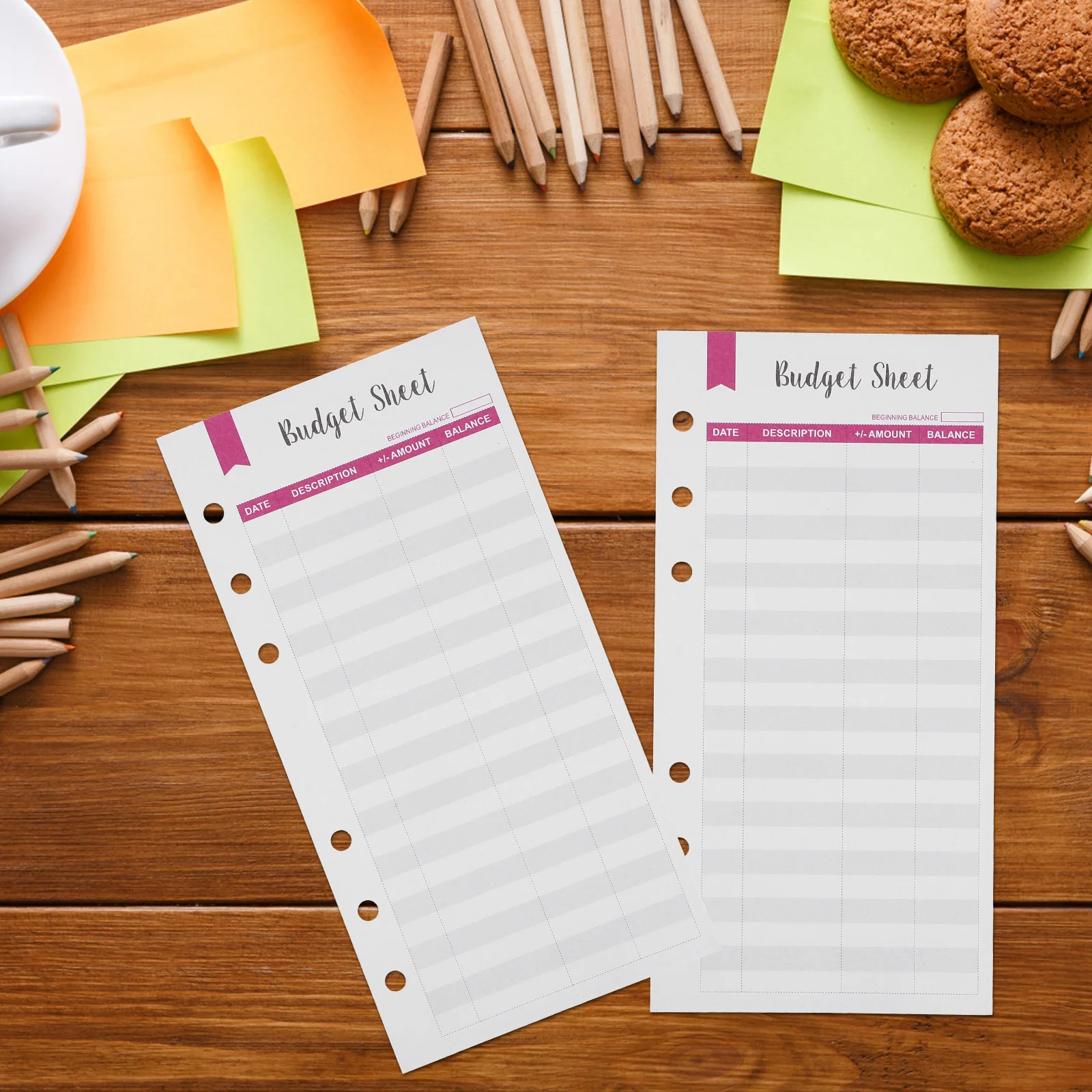 12Pcs A6 Budget Insert Sheets Thick Paper 6-Ring Punch Refills for Binder Expense Tracker Planner Portable Financial