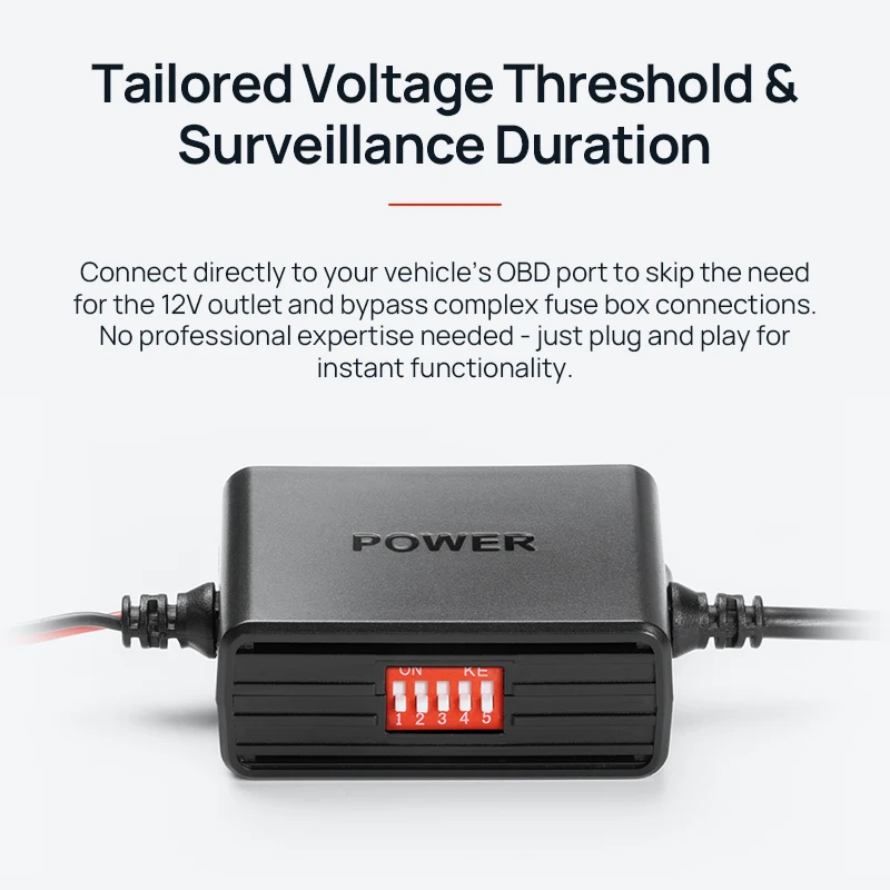 70mai Adjustable Hardwire Kit OBD II Type-C Interface Plug & Play 70mai OBD Kit 24H Parking Surveillance for 70mai Dash Cams