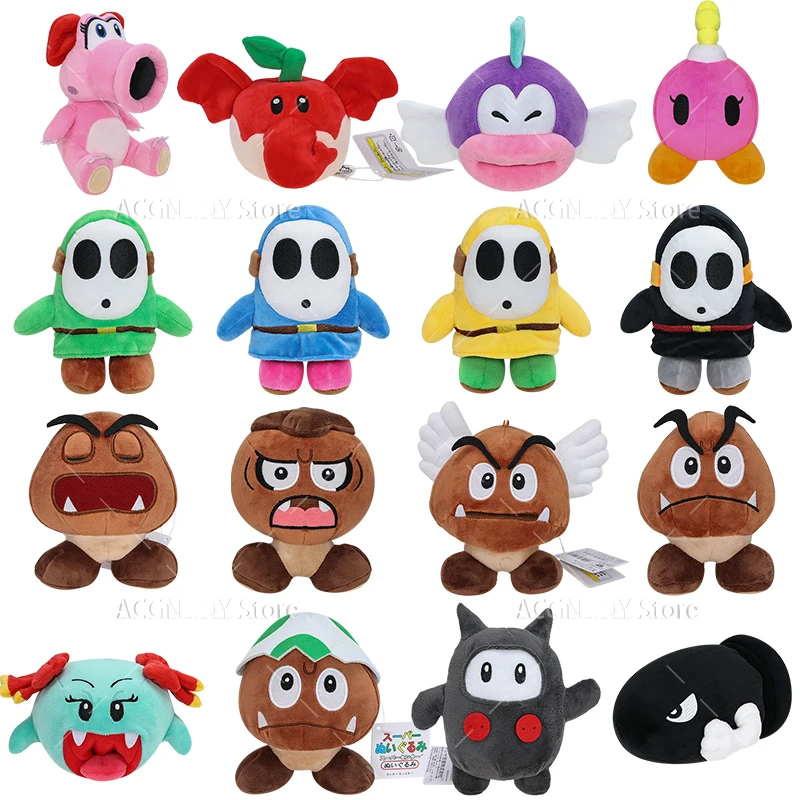 Mario Bros brinquedos de pelúcia, bala Ninji, Bill Koopa, Troopa, Goomba, Yoshi, cara tímido, Birdo Bombette, presente bonecas, 19 estilos