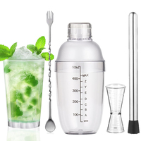 500ml Plastic Cocktail Shaker Home Milk Tea Drink Wine Mixer Shake Bottle with Bar Bartender Barware Kettle Tool Set for Party