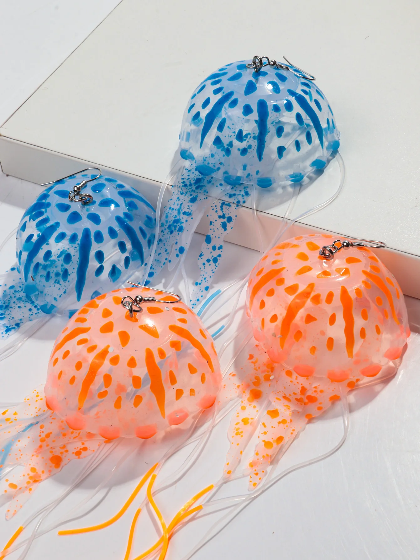 Creative Jellyfish Long Tassel Silicone Earrings for Women Funny UV Glow Ocean Animal Drop Earring Festival Mermaid Jewelry Gift