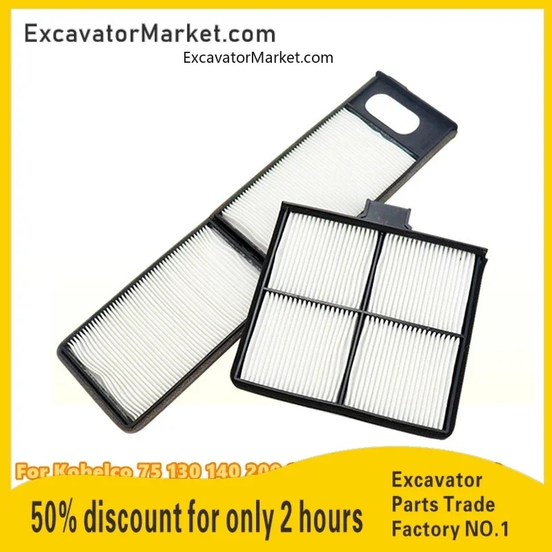 

For Kobelco 75 130 140 200 210 260 330-8 Super 8 New air conditioner filter element Built-in external filter Excavator Spare