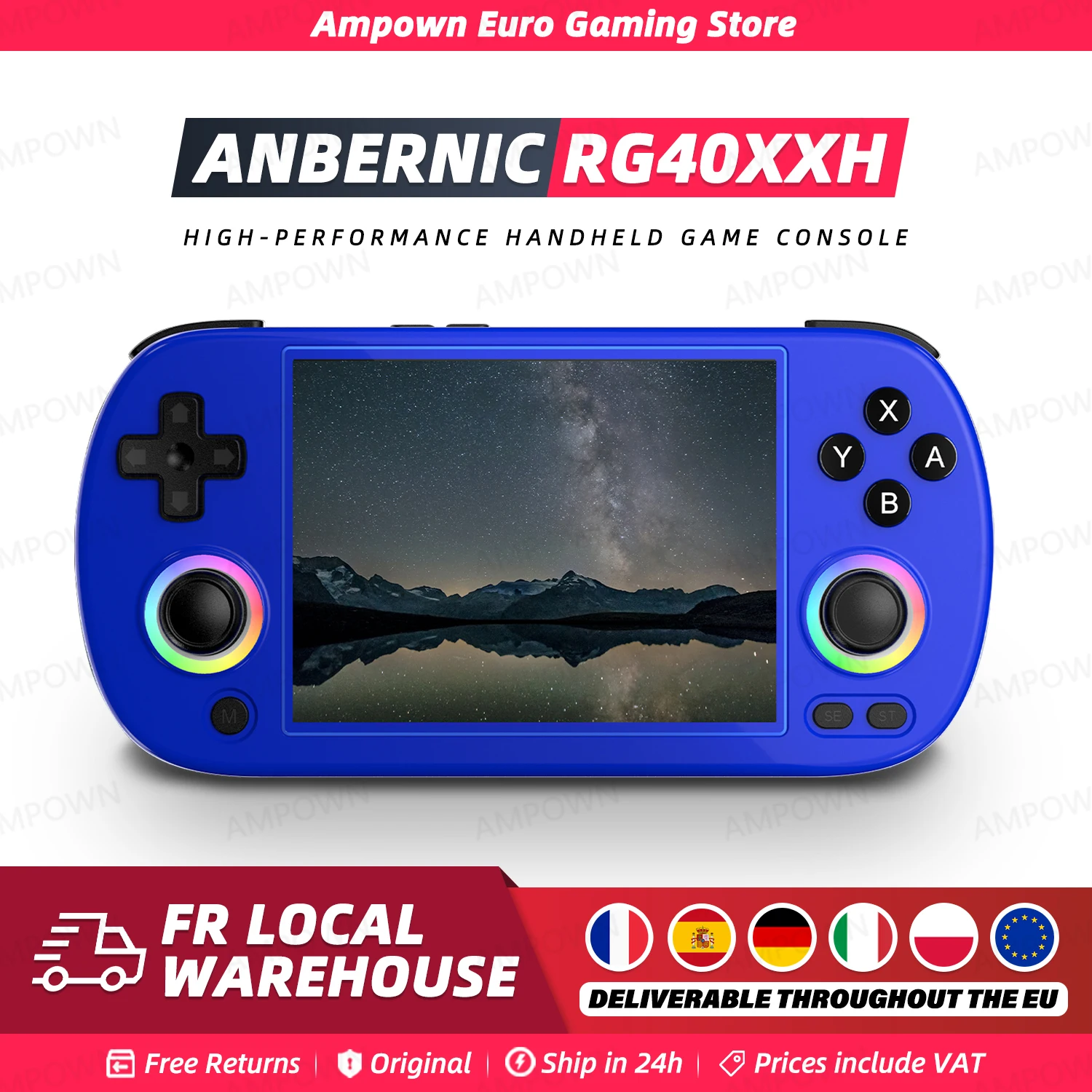 Console de jeu portable ANBERNIC RG40XX H, écran 4'', système Linux, joystick, effet d'éclairage RGB, lecteur de jeux vidéo rétro RG40XXH, cadeau