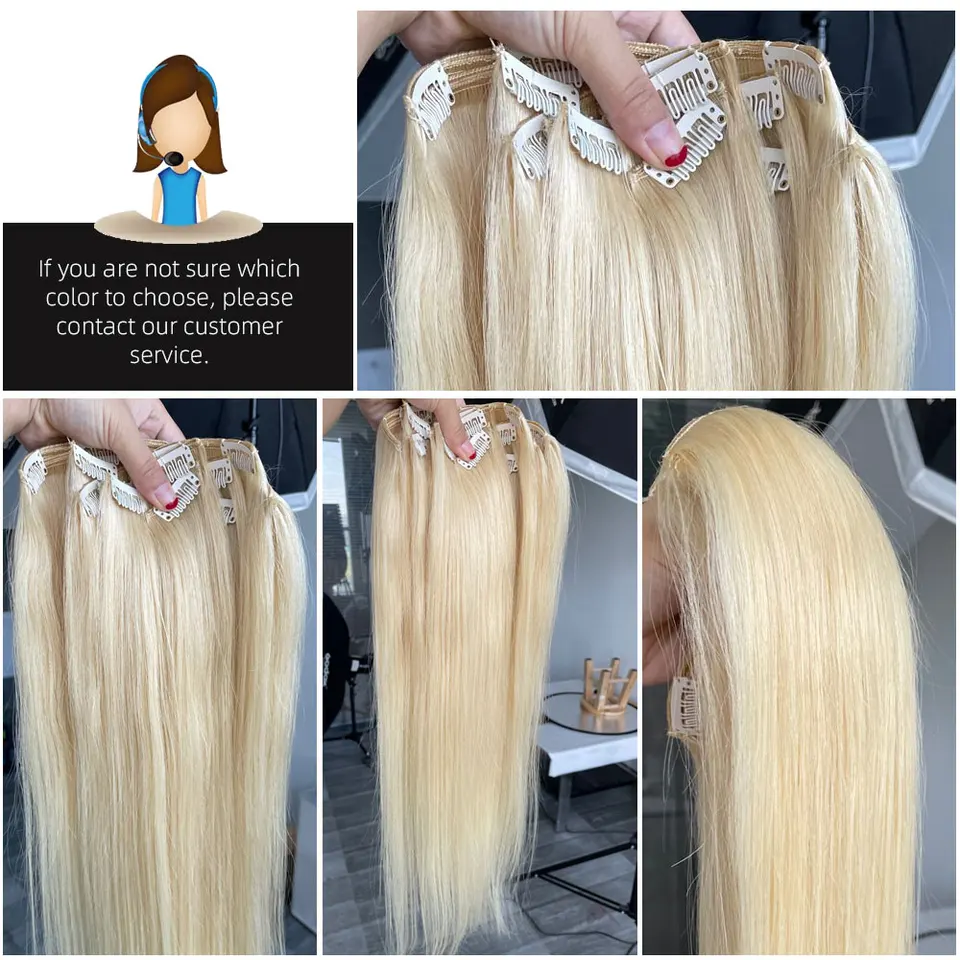 50G Clip In Human Hair Extensions Straight 12 inches Natural  display picture 1