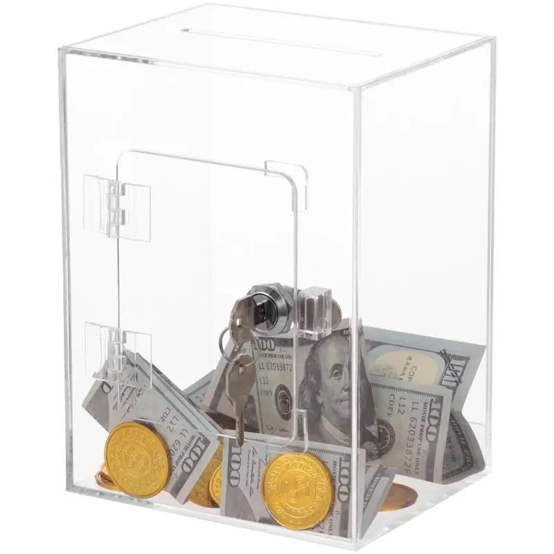 Acrylic Clear Piggy Bank Large Piggy Bank Case Box Openable Piggy Bank With Lock And Key Acrylic Money Banks Coins Saving Pot