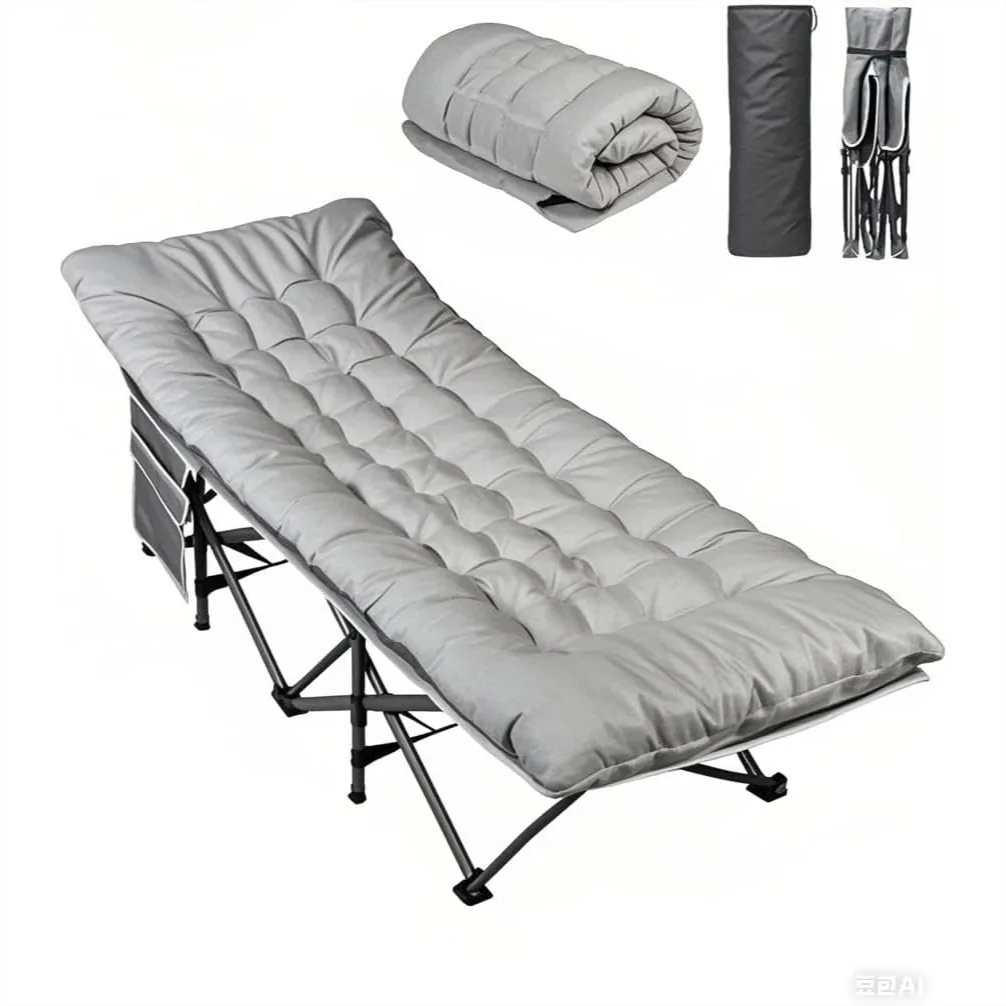 

Camping Cot with Mattress for Adults, 1200D Oxford Foldable Sleeping Bed, Heavy Duty 450lbs, Portable with Carry Bag
