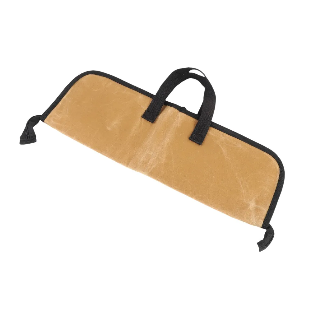 Durable Waxed Canvas Chef Tool Storage Bag 4 Slots With Handle Chef Knife Bag Waterproof Heavy Duty Knife Roll for Chefs