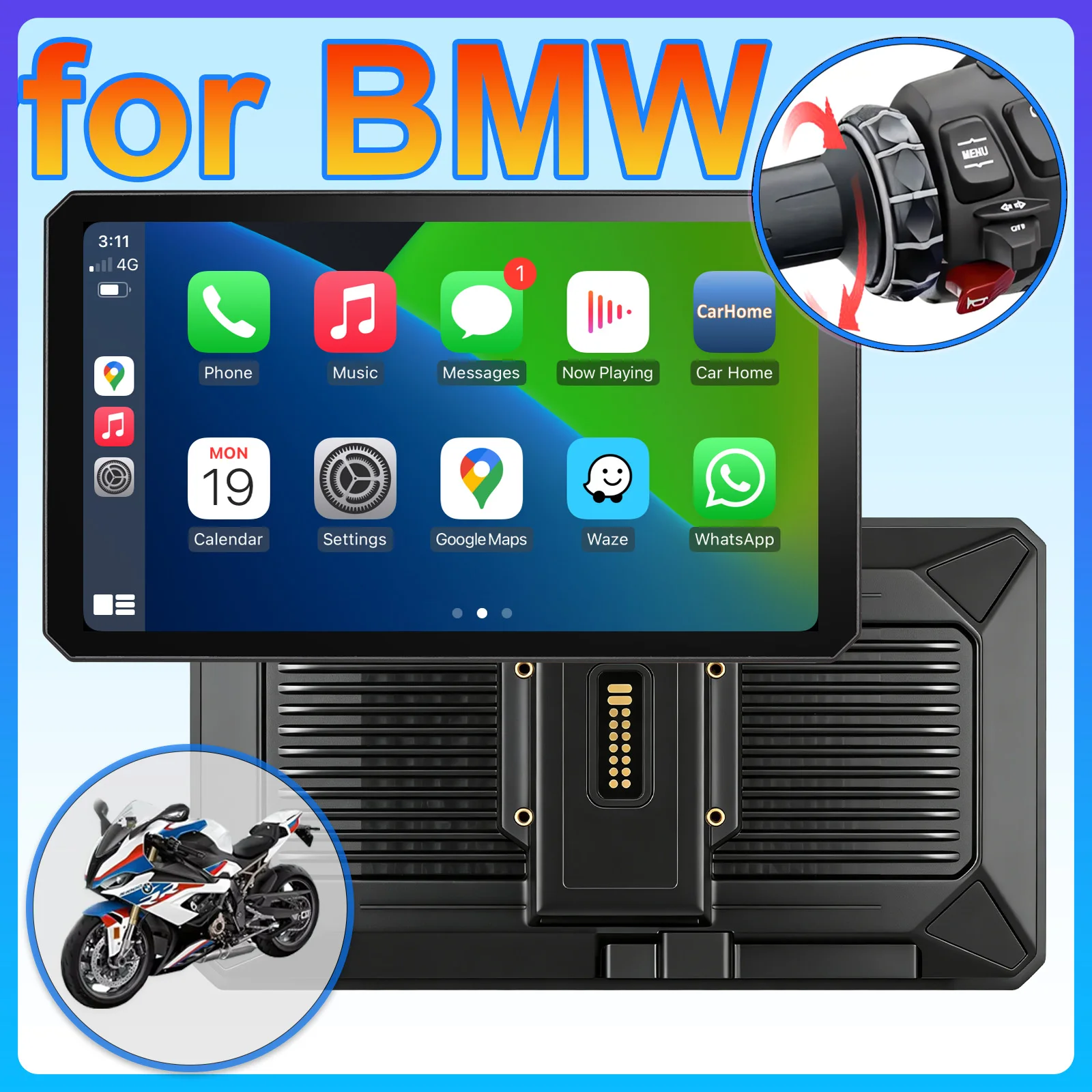 

Android Aut with BMW Motorcycle Magic Wheel for Apple Carplay Portable Digital Dashboard Navigation 7 Inch Portable Navigator