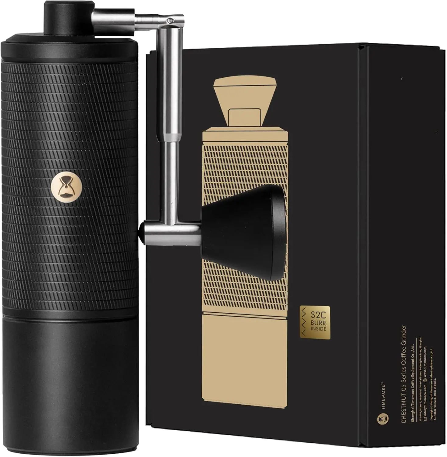 

C5 Pro Manual Coffee Grinder with S2C-042-III Conical Burr, 0.031mm Precision Adjustment, All-Metal Portable Hand- Black
