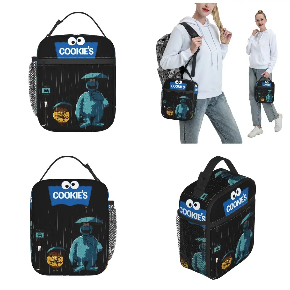 Cookie Monster Funny Accessories Insulated Lunch Bag School Storage Food Box Portable All Season Cooler Thermal Bento Box