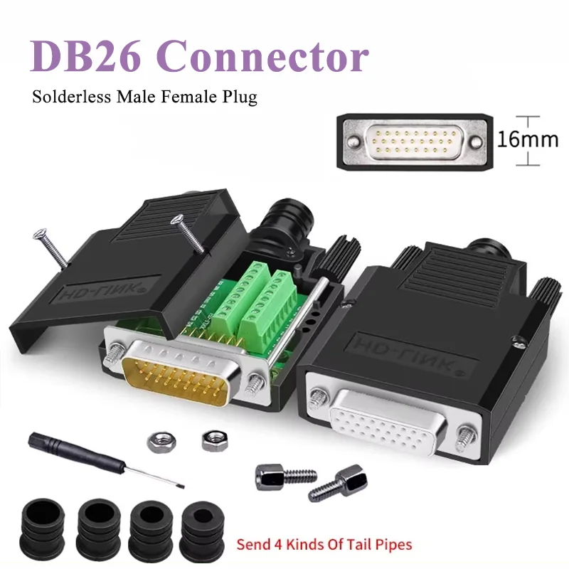 

DB26 Solderless Connector 26-pin 3 Row Male Female Plug Industrial Grade DB 26 D-SUB Breakout Terminal Wiring Board Adapter