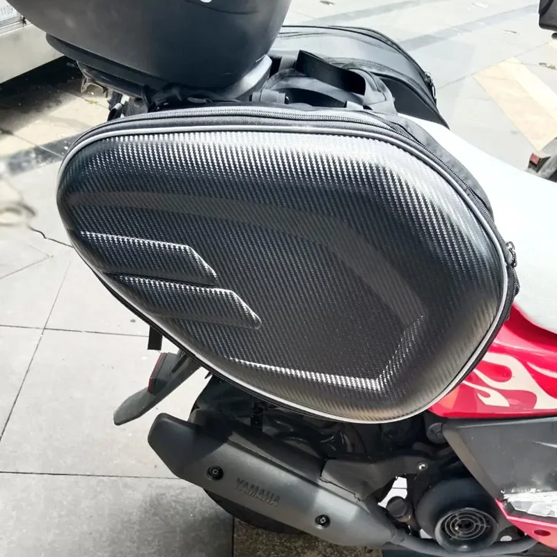 

Waterproof Motorcycle Saddlebags PU Leather Expandable Motorcycle Storage Bag 2PCS Expandable Waterproof Panniers Tail Bag With