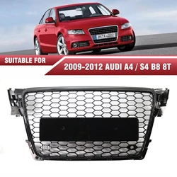 Front Bumper Honeycomb Mesh Grille For Audi A4 B8 8T S4 2008-2012 Upgrade Glossy Black RS4 Style Front Bumper Racing Grille