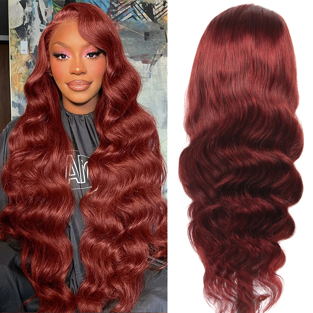 

13x6 hd Lace Frontal Wig Glueless Wig Human Hair Ready To Wear Body Wave Reddish Brown Brazilian Lace Front Wigs For Women