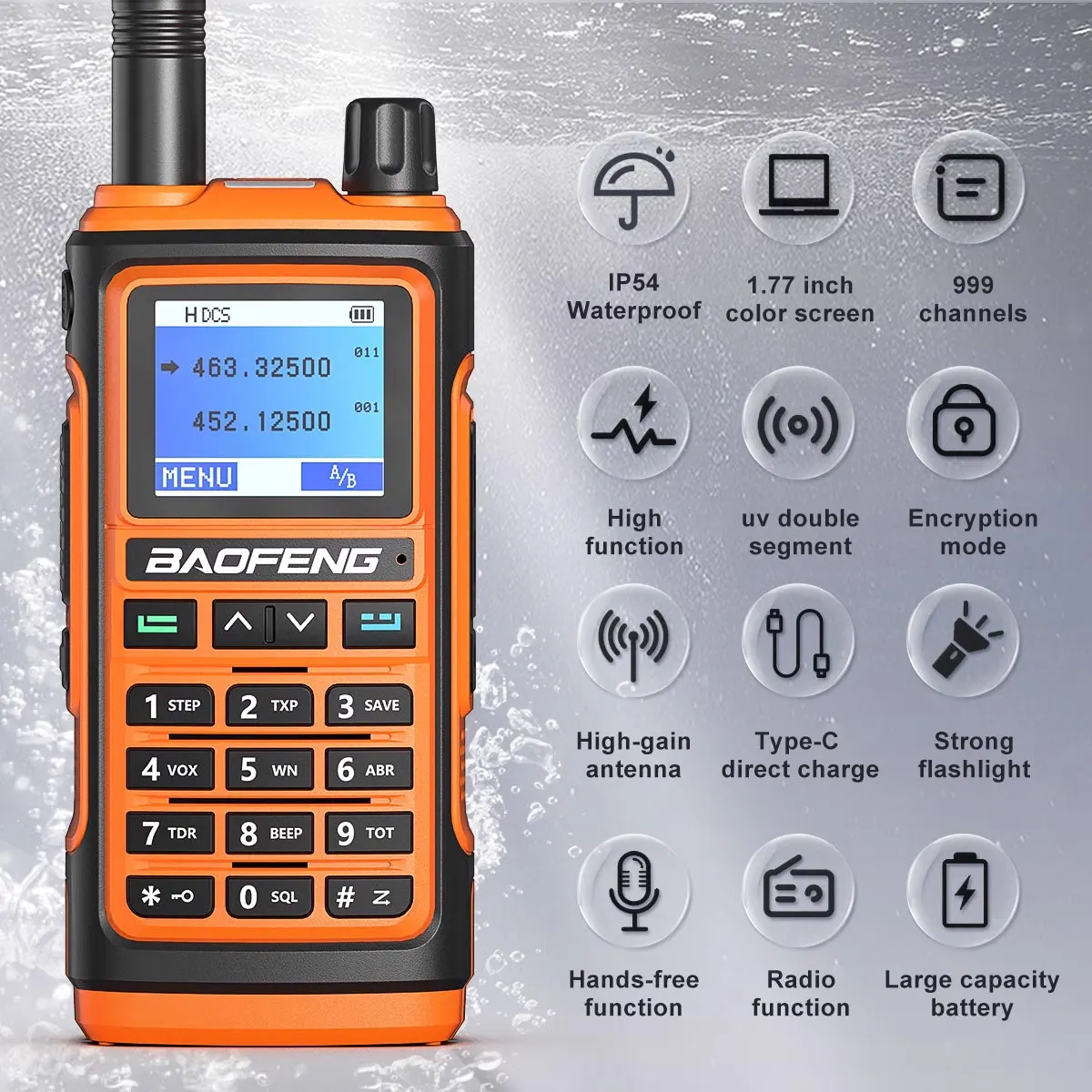 Baofeng UV-17M two-way wireless intercom UHF VHF 999 storage channels long-distance two-way wireless device Type-C charging  hig
