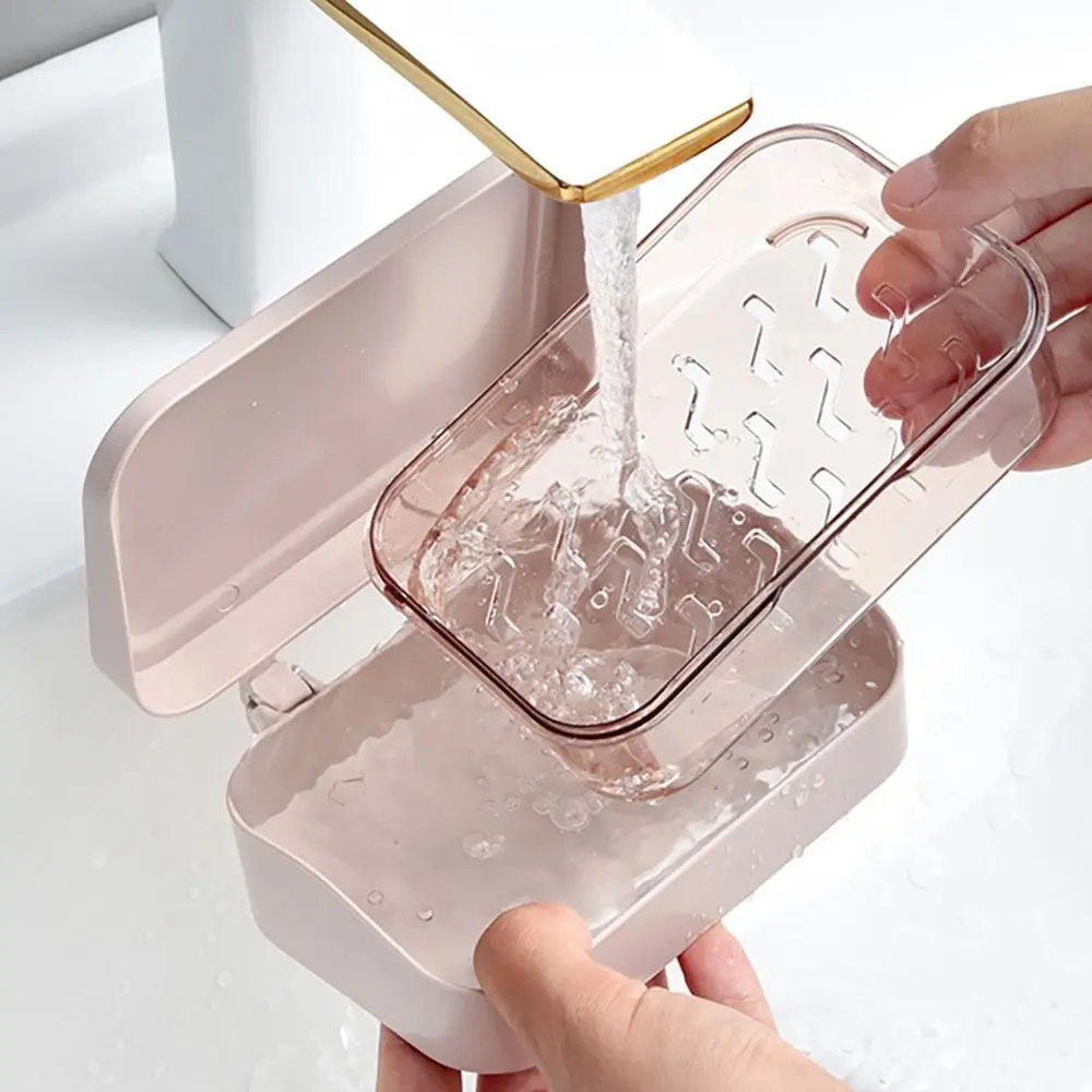 Transparent Flap Soap Box Bathroom Storage Large Soap Dish Soap Holder Home Container Dormitory Soap Box Plastic Soap Case