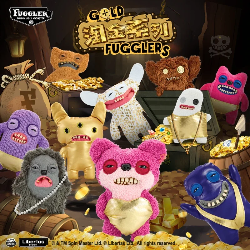 Original Fuggler Funny Ugly Monster Gold Rush Series Soft Plush Toy Funny Tooth Figurine Collectible Plush Toy Birthday Gift