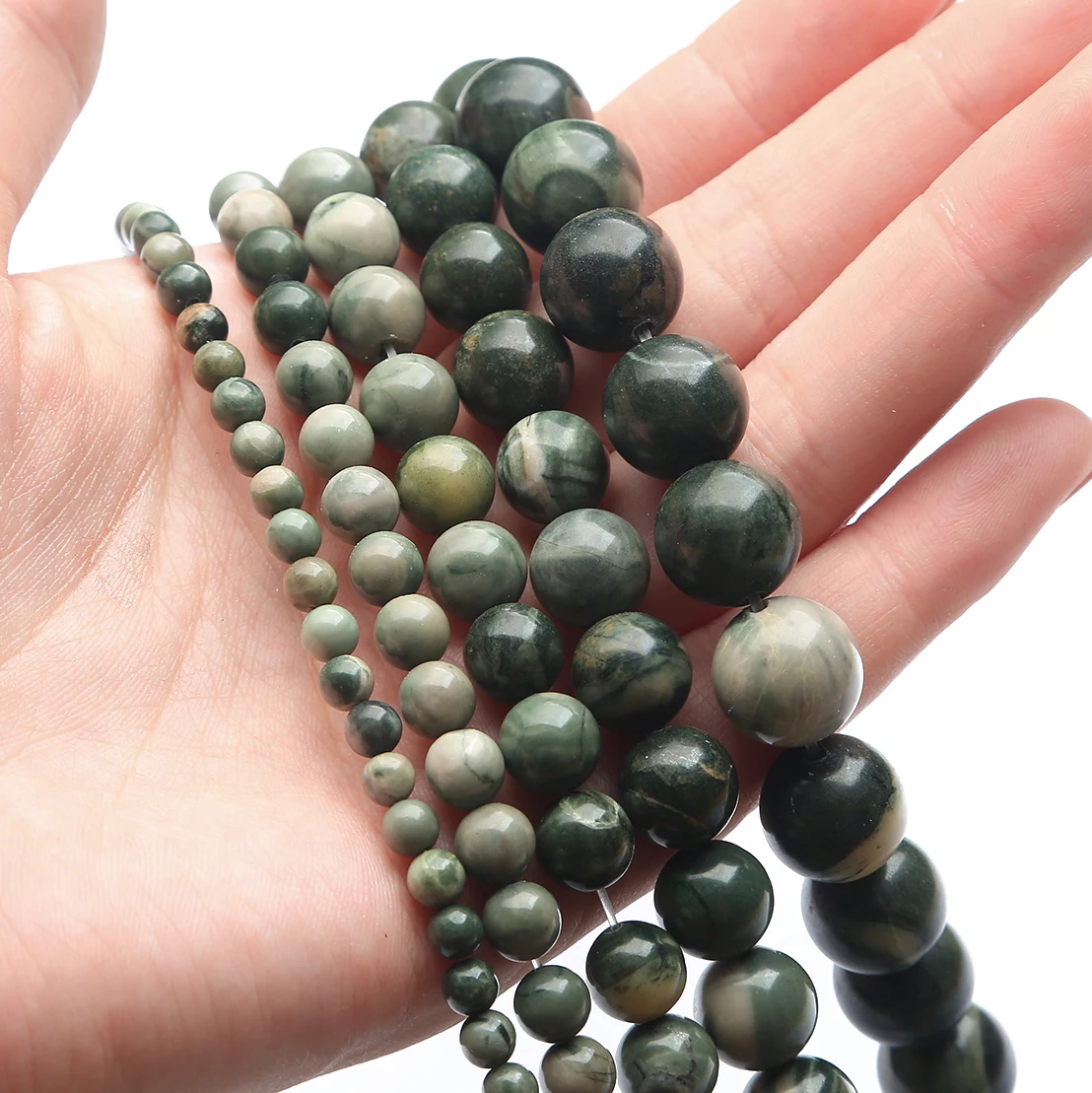 

4/6/8/10MM Green Rainforest Beads Natural Stones Loose Spacer Crystal Agate Round Beads For Jewelry Making DIY Bracelet Necklace