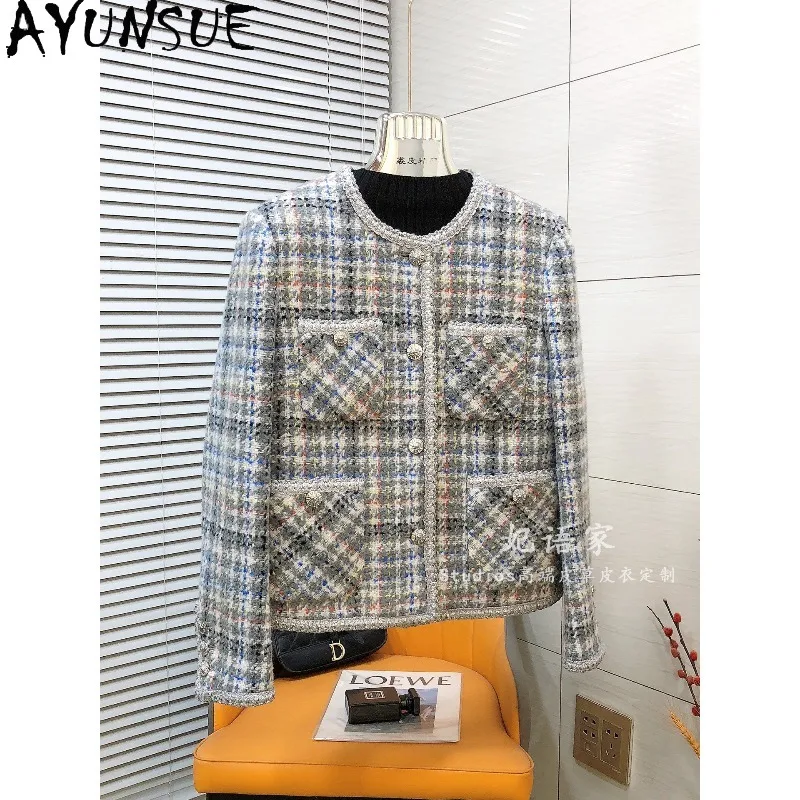 AYUNSUE Woolen Coats for Woman Fashion Commuter Long Sleeve Tops Thickened Spring Autumn Outerwears Woman Clothes Ropa Mujer
