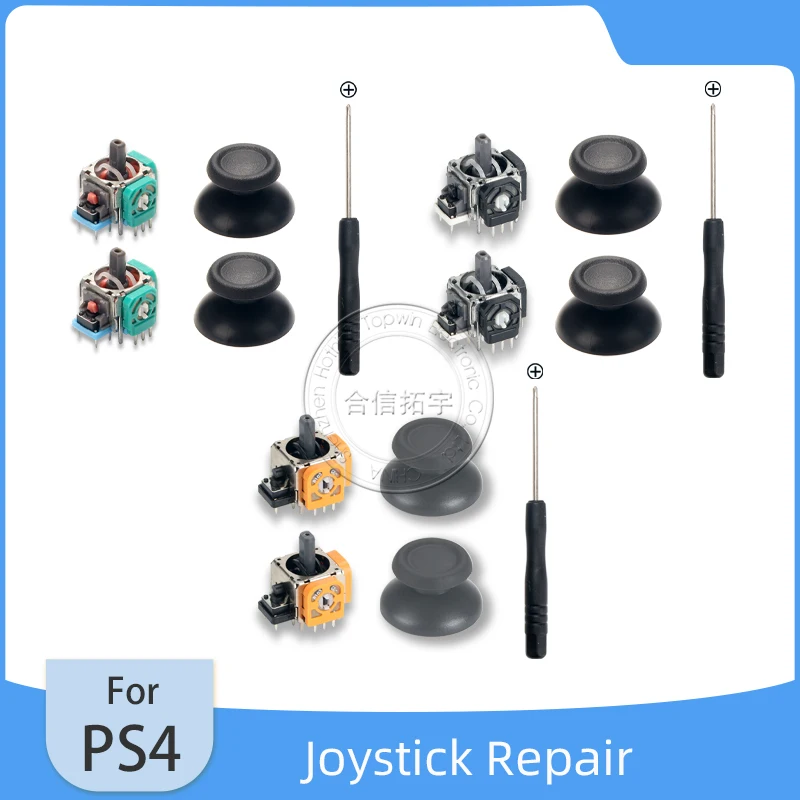 Hothink 5 Stks/set Vervanging 3D Analoge Joystick Rocker Cover Caps Schroevendraaier Kit Voor PS4 Controller Reparatie Onderdelen