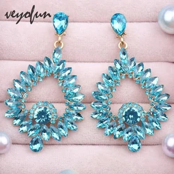 Veyofun Geometry Crystal Lady Drop Earring Classic Hollow Party Dangle Earrings for Women Fashion Jewelry New Gift