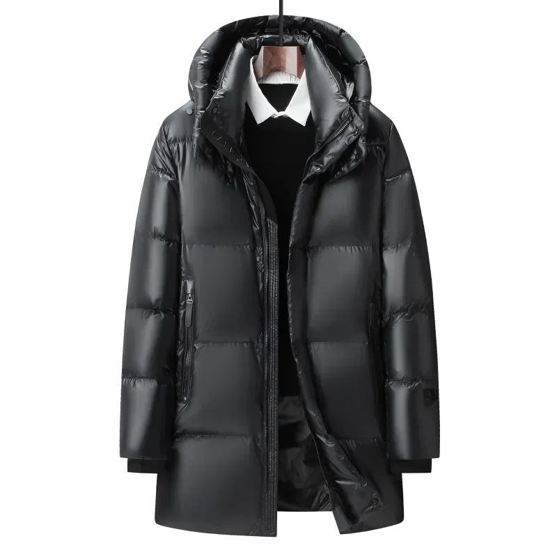 

COZOK Black Gold Down Jacket Long Down Jackets for Men Eiderdown Detachable Cap Duck Down Male Padding Warm Man Winter Coat