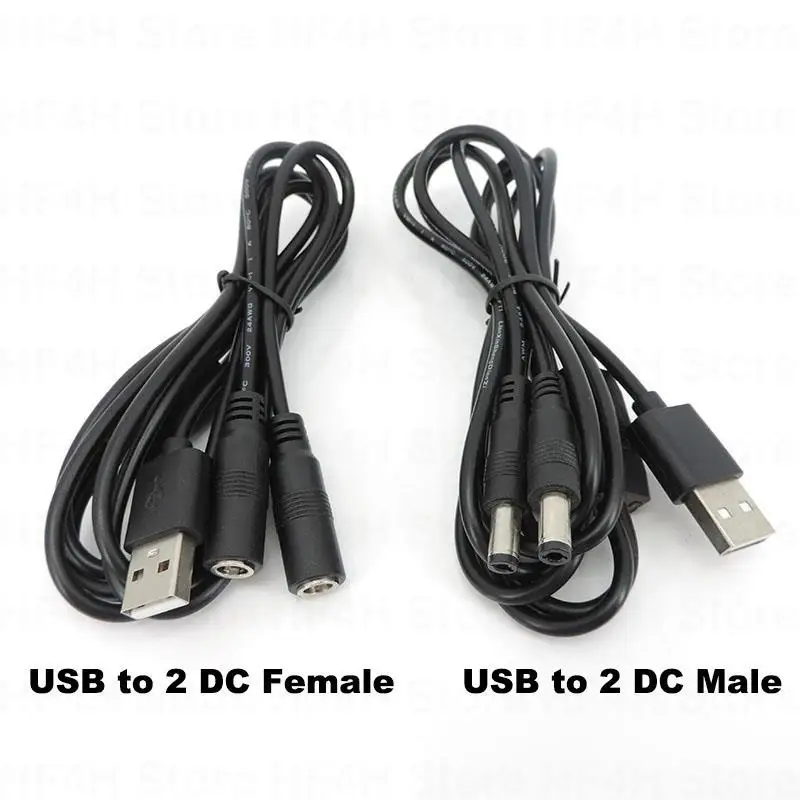 1 Meter USB 2.0 male to 2 way DC male Female Splitter Power supply adapter Connector Cable 22awg 3A plug for led Strip B4