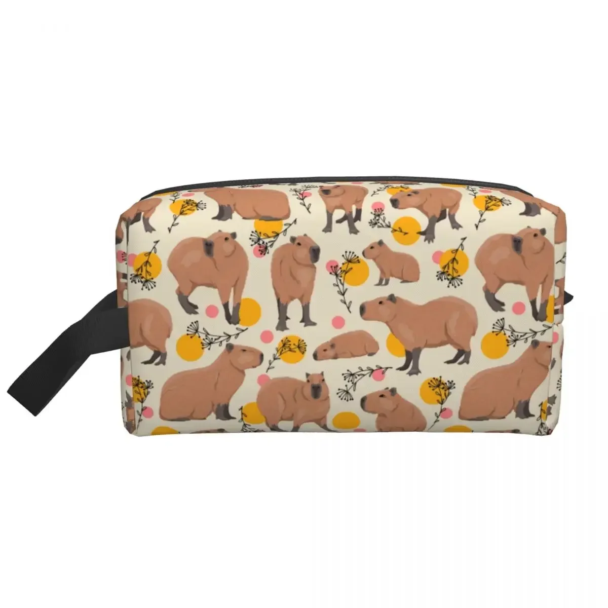 Borsa da toilette da viaggio personalizzata Kawaii Capybaras Doodle Plants Pattern Borsa da toilette da donna per trucco cosmetico Kit Dopp per