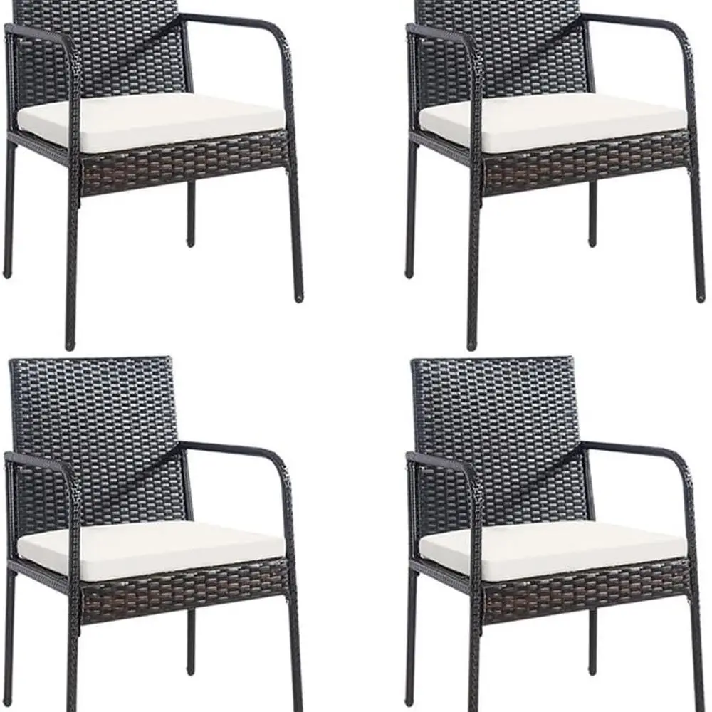 

Set of 4 Brown Wicker Outdoor Dining Chairs for Patio or Garden