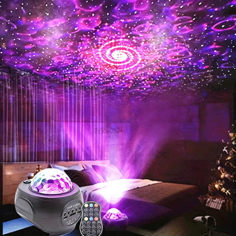 Aurora-Galaxie-Projektor, Sternenhimmel-Projektionslampe, Nachtlicht mit integriertem Bluetooth-Lautsprecher, Atmosphärenlicht