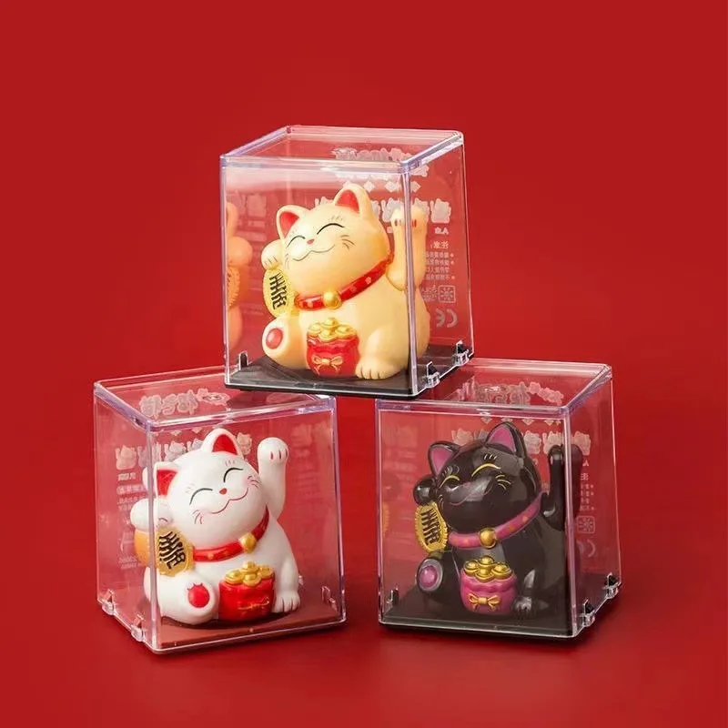تعمل بالطاقة الشمسية Maneki Neko القط المحظوظ ترحيب القط الصيني المحظوظ يلوحون اليد بيكونينغ تماثيل قطة الحظ للديكور المنزل