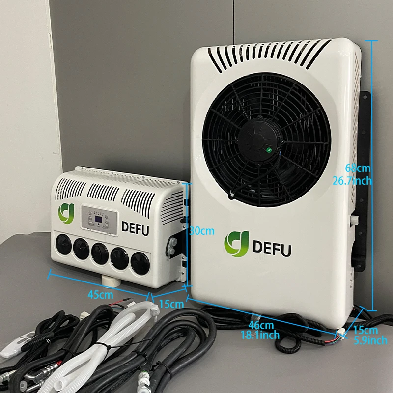 24 فولت جرار كهربائي فان المقصورة برودة التيار المتناوب جديد 12 فولت وقوف السيارات شاحنة مكيف الهواء مع ضاغط #3