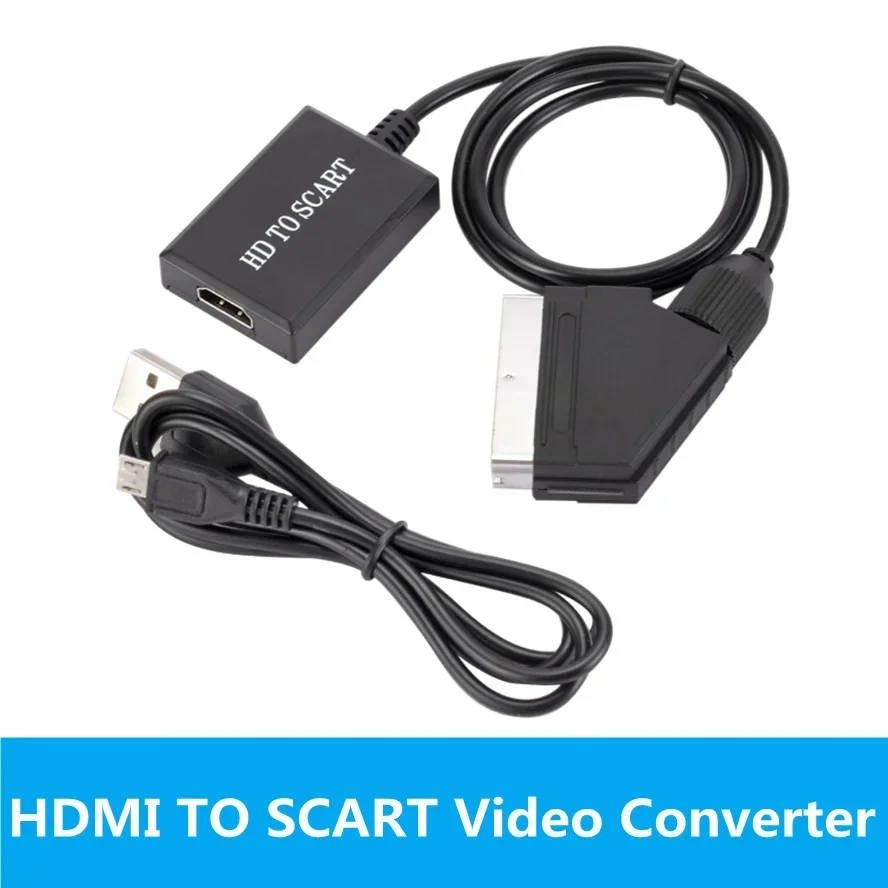 1080P HDMI to SCART Adapter Video Audio Upscale Converter PAL/NTSC for HD TV Sky DVD Box Signal Upscale Converter Accessories