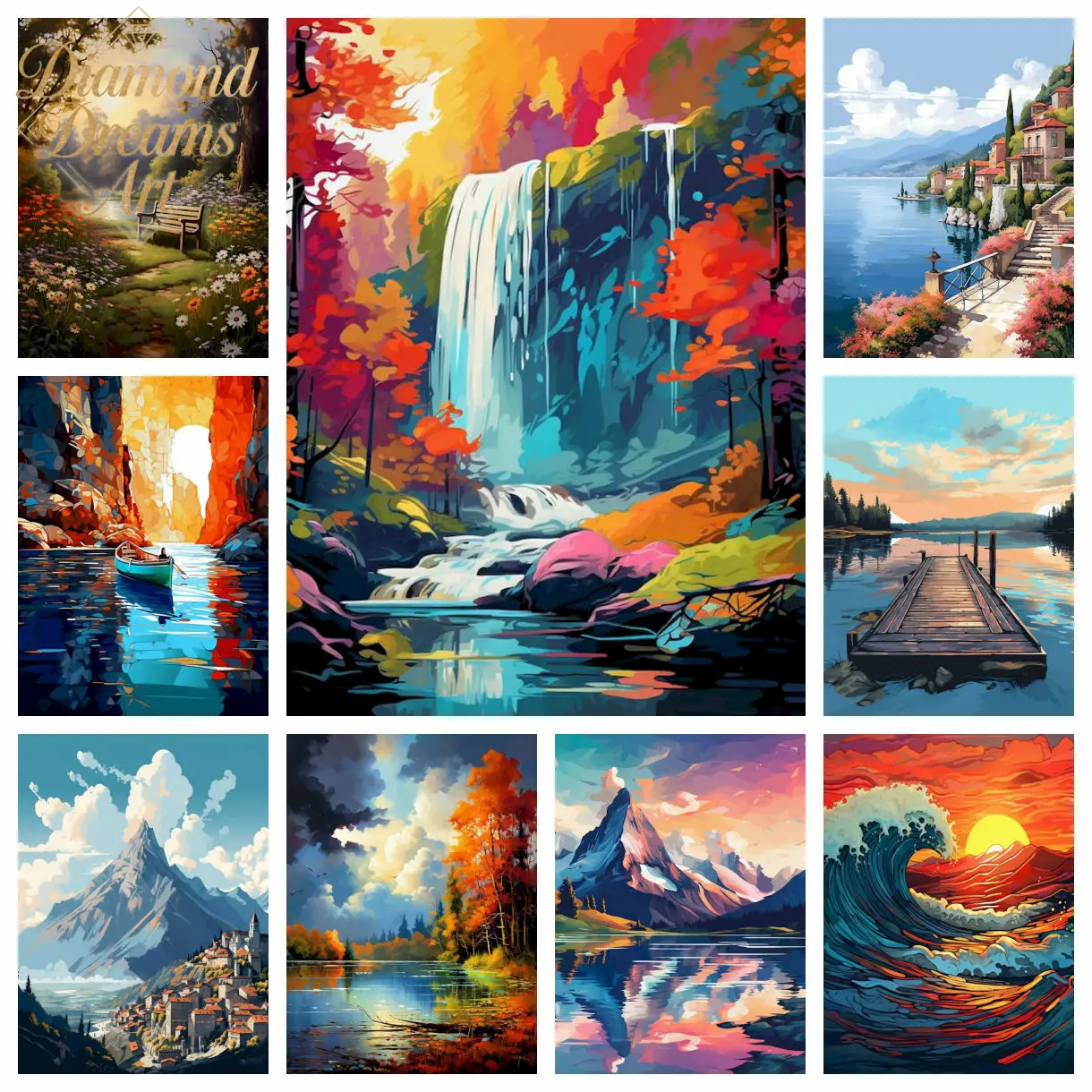

Frameless,New Landscape Decorative Paintings Artwork Arts Crafts 5D DIY Diamond Painting Drawing Gift
