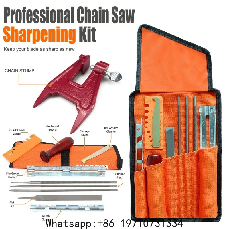 Professional ChainSaw Sharpening Kit Chainsaw Guide Bar Mounting Bracket, Chain Support and Sharpening Tool – Garden Tools