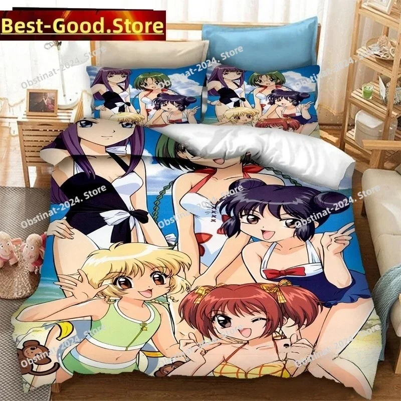 Anime Tokyo Mew Mew 3D Printing Comforter Bedding Set,Duvet Cover Bed Set Quilt Cover Pillowcase,King Queen Size Bedding Set Kid