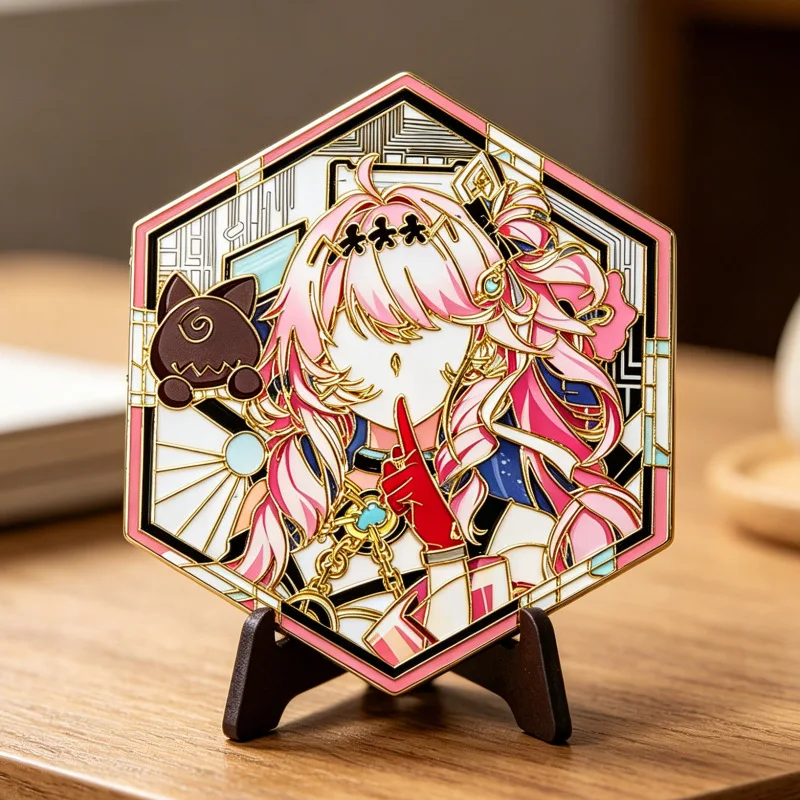 Dania Hexagonal Doujin Original Etching Chapter Two-dimensional Bar Brooch Game Merchandise