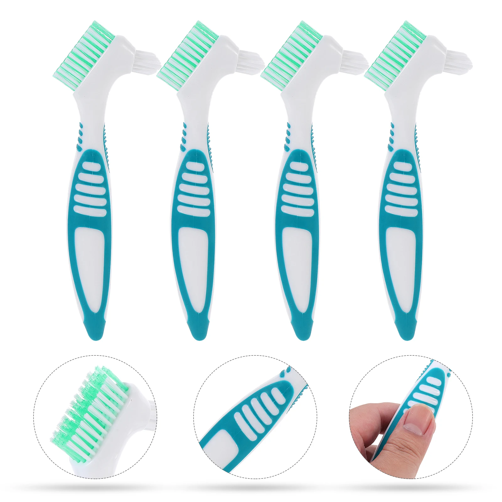 

4 pcs 1 Cleaning Tools For Denture Care Lightweight Dual Heads Toothbrush False Teeth Cleaner Portable Orthodontic