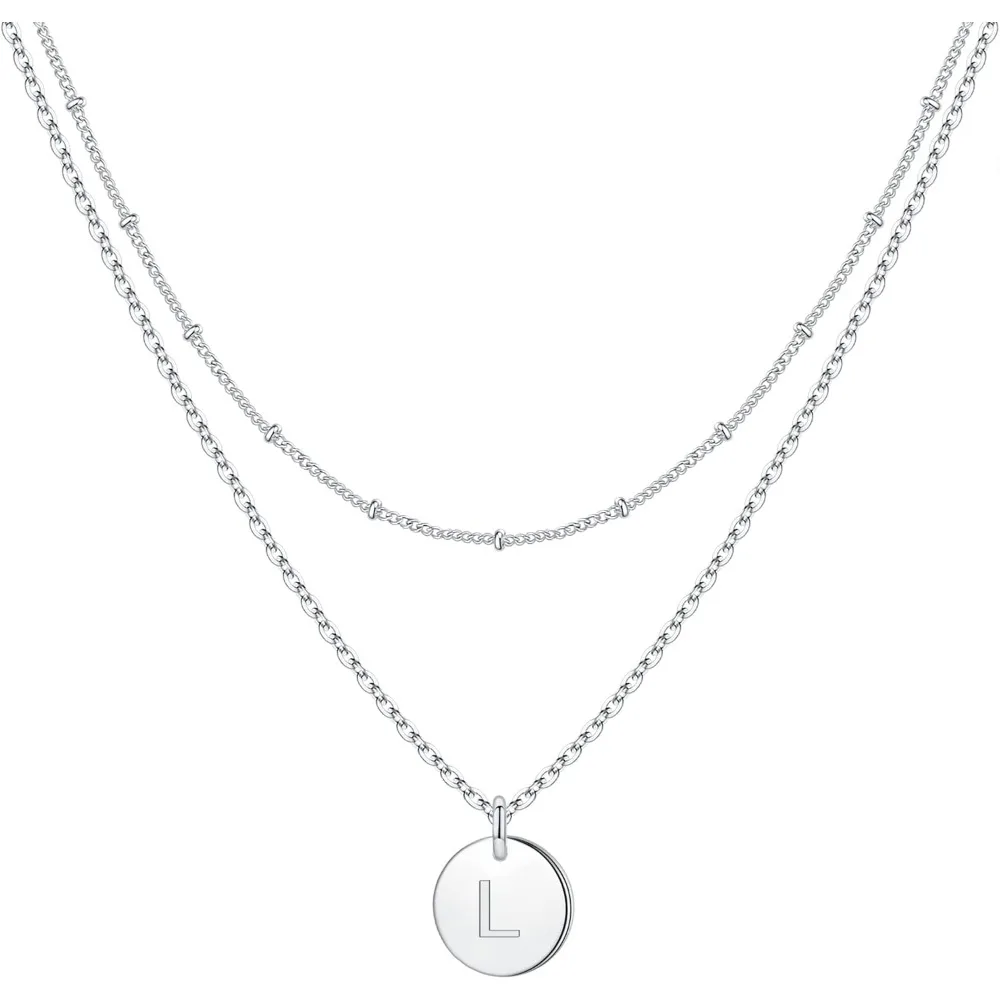 

14K Gold Plated Double-Sided Engraved Hammered Coin Necklace for Teen Girls Layered Pendant Jewelry Gift