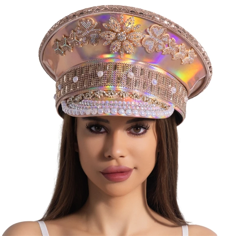 

Glittering Sequins Cap DanceParty Hat Women Girl Night Club Navy Hat