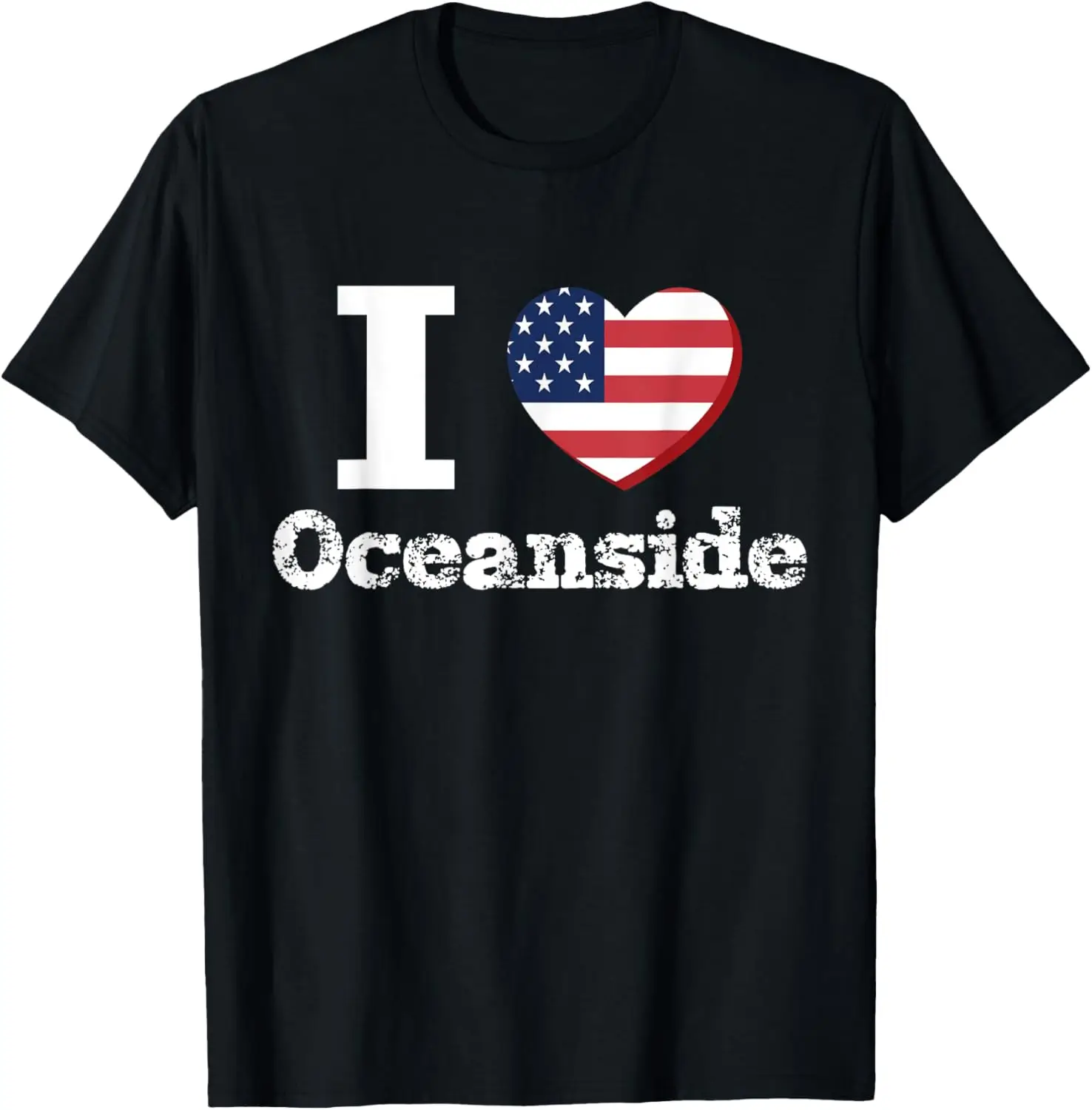 I Heart Love Oceanside Patriotic Distressed Vintage T-Shirt