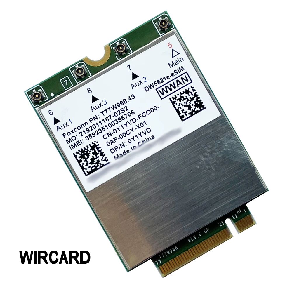 T77W968 DW5821e-eSIM X20 LTE Cat16 1Gbps FDD-LTE TDD-LTE 4G Module For Dell 5420 5424 7424 7400 7210 Laptop