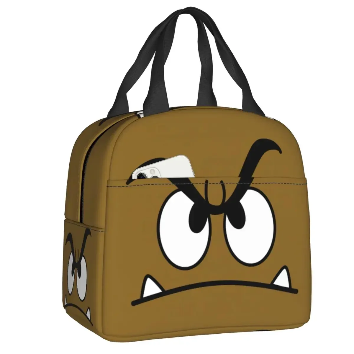 

Cartoon Game Goomba Face Lunch Box Leakproof Thermal Cooler Food Insulated Lunch Bag for Women Kids Portable Tote Container