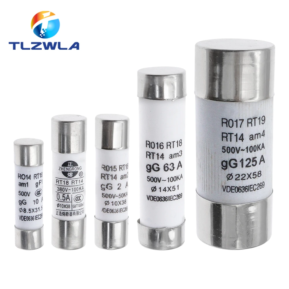 【セール中】5個入り 8.5*31.5mm 14*51mm 22*58mm 急速低抵抗セラミックヒューズ 10x38mmヒューズ 380V 500V 0.5A 1A 2A 4A 10A 16A 20A 32A RO14 RO15 RO16 RO17