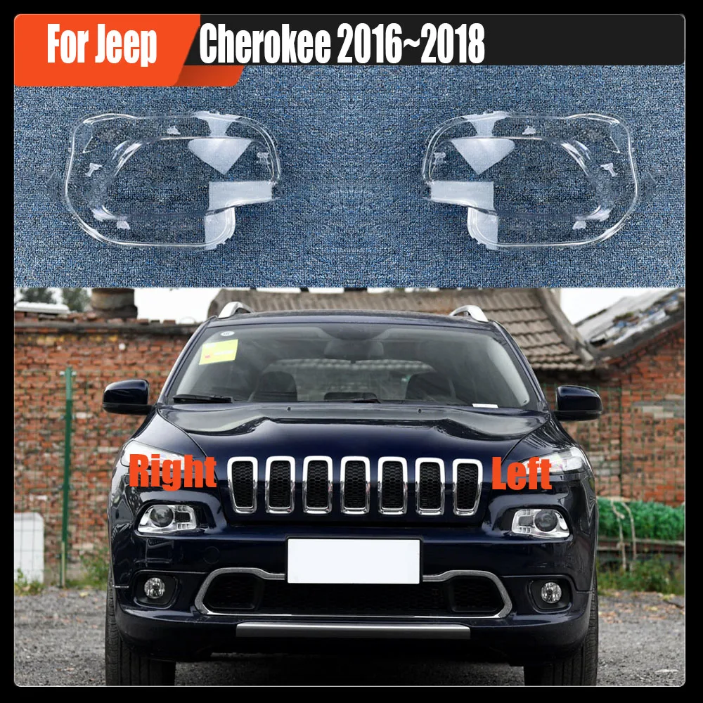 

For Jeep Cherokee 2016~2018 Lamp Shade Headlamp Shell Transparent Lampshade Headlight Cover Lens Plexiglass