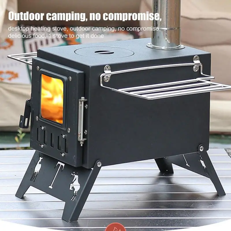 Outdoor Camping Integrated Stainless Steel Tabletop Stove Wood Fire Stove Household BBQ Stove Portable Wood Stove for Camping