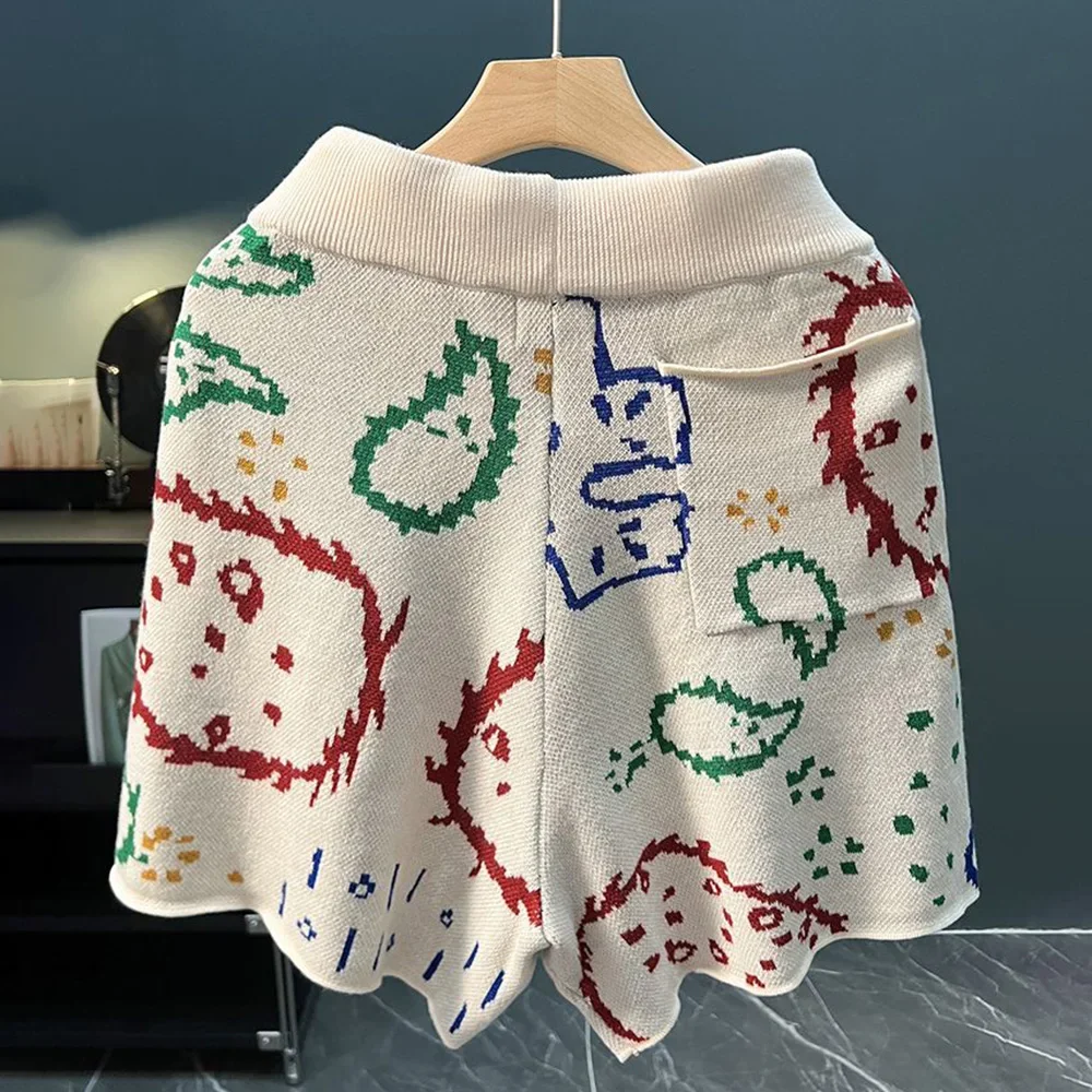 Travel Beach Pants Printed Shorts 2024 Summer New Fashion Trend American High Street Retro Loose Shorts Five-Point Pants Men