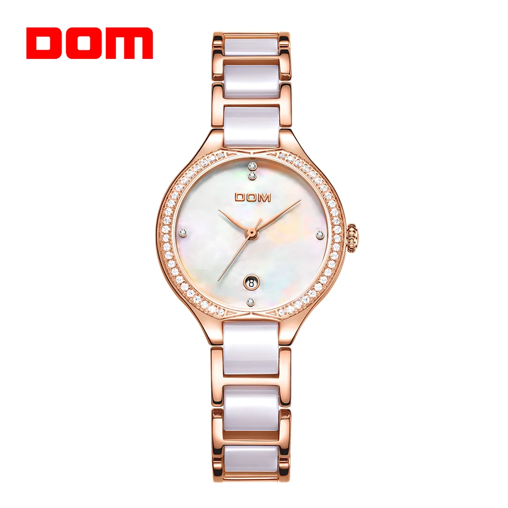 Fashion Women Diamonds Wrist Watches DOM G-1271G-7M Ceramics Watchband Top Luxury Brand Dress Ladies Geneva Quartz Clock