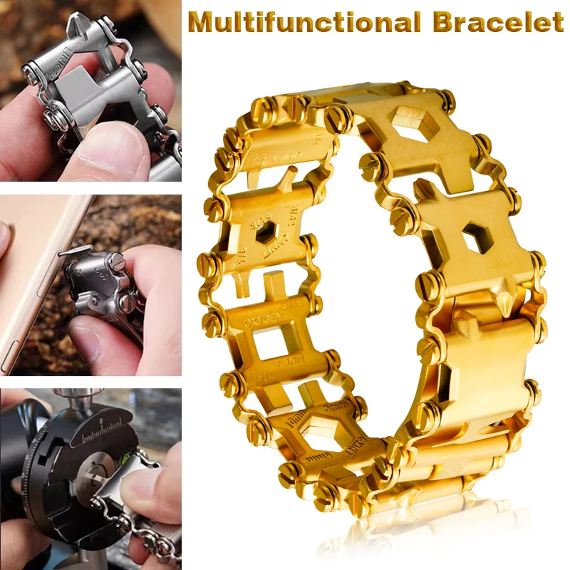 Multi functional stainless steel bolt drive tool, portable men's wristband, outdoor cycling multifunctional all-in-one kit