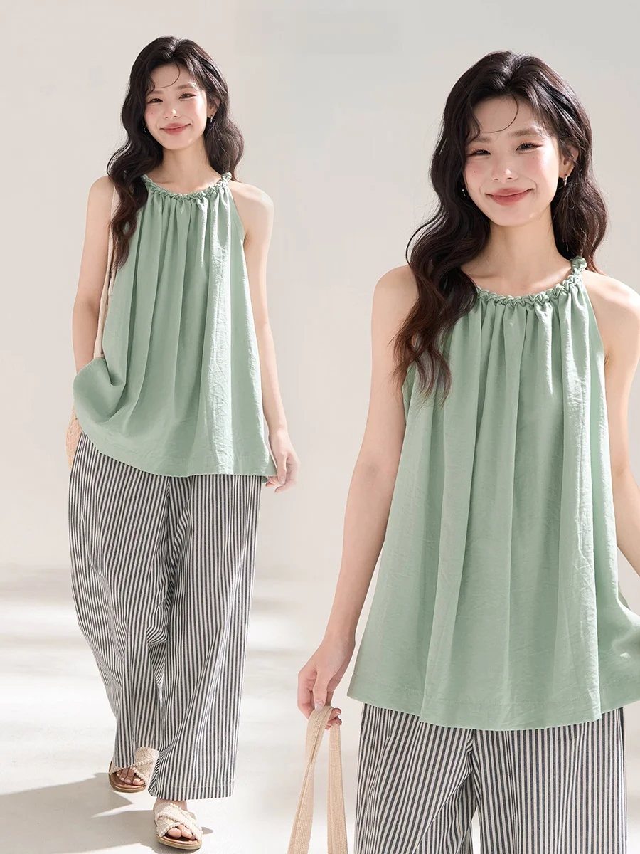 

Повседневные брюки, комплект из двух предметов, женский вязаный жилет, юбка, повседневные брюки в полоску, удобные дышащие летние брюки...